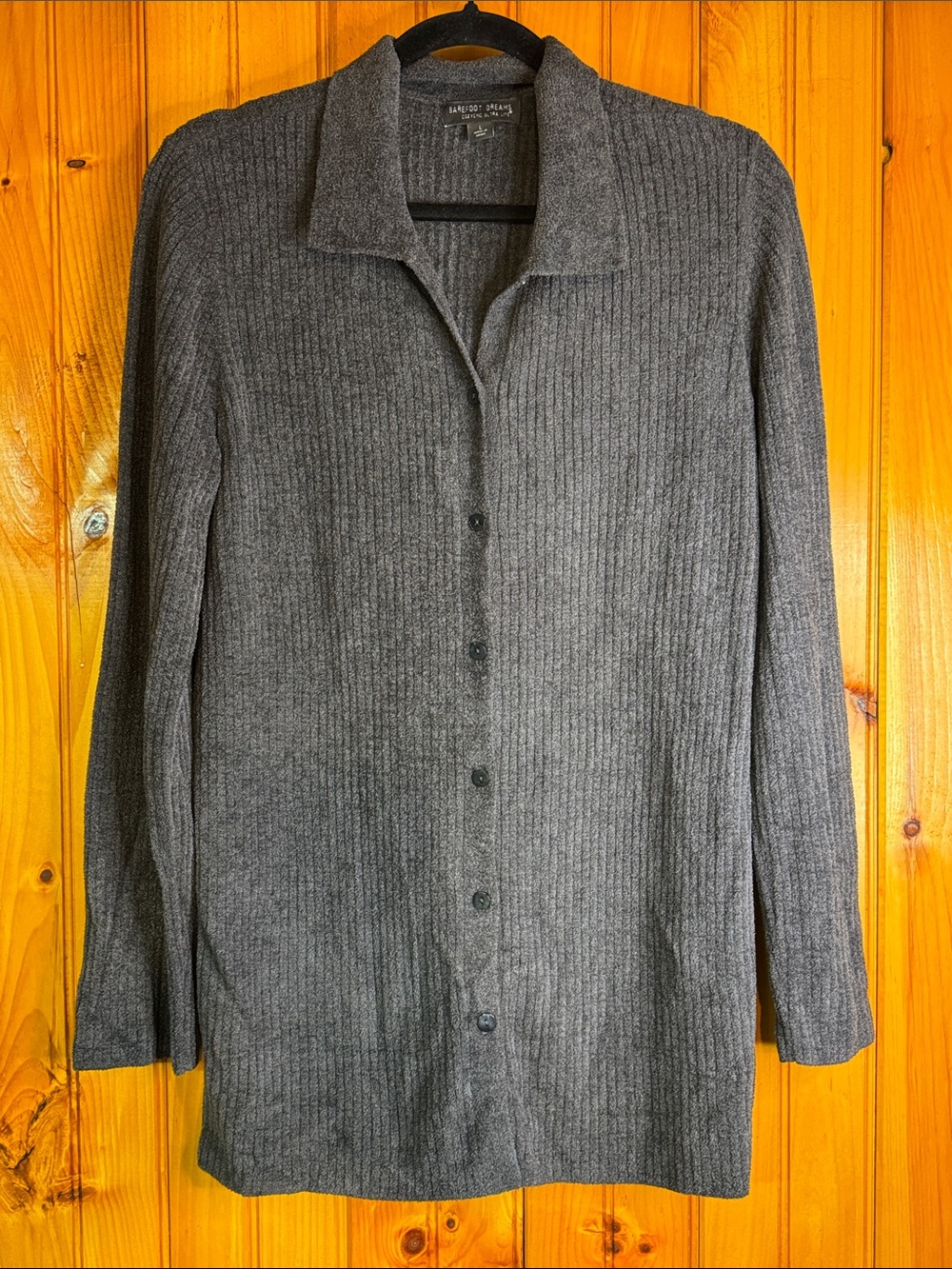 Barefoot Dreams CozyChic Ultra Lite Ribbed Button-Up Cardigan - Gray
